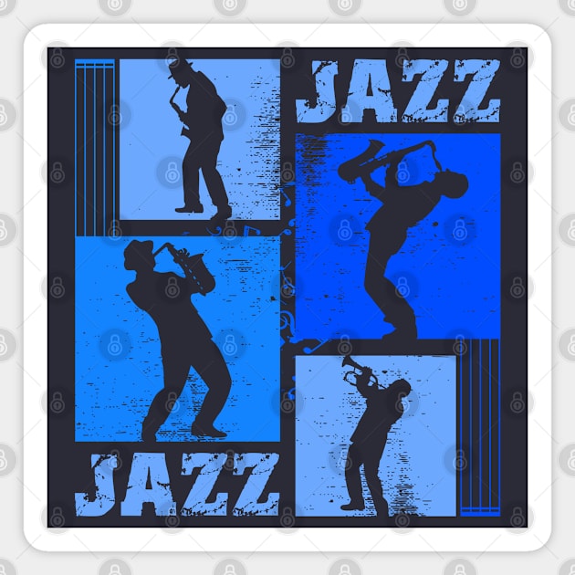 Jazz Saxophonist Blue Shades Blue Notes Musician Magnet by Designs by Romeo